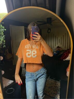 Orange Cropped Graphic Tee - New York 95